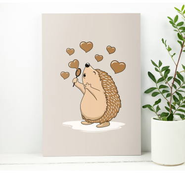 Cuadro de animales Erizo con corazones de amor - TenVinilo