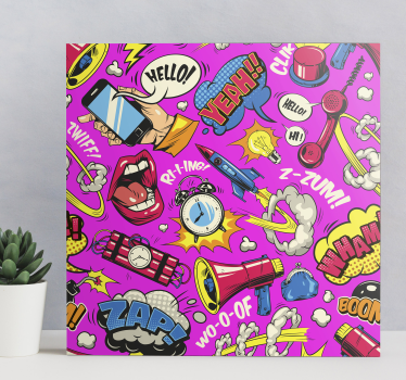 Cuadro de arte estilo cómic con fondo rosa - TenVinilo
