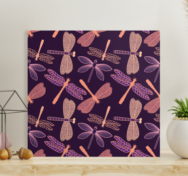 Cuadro de libélulas Patrón rosa y morado - TenVinilo
