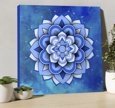 Cuadro de mandala Mandala floral azul - TenVinilo