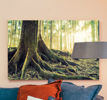 Cuadro de paisaje Bosque dorado con rayos de sol - TenVinilo