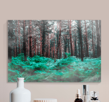 Cuadro de paisaje Colores estéticos bosque verde y niebla - TenVinilo