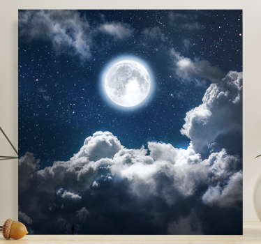 Cuadro de paisaje Hermosa noche luna y nubes - TenVinilo