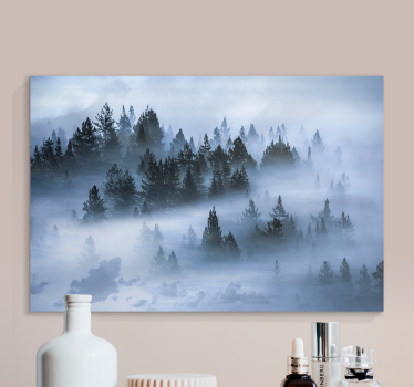 Cuadro de paisaje Impresión estética de pinos y nubes - TenVinilo