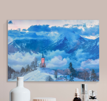 Cuadro de paisaje Montaña de nieve y niebla - TenVinilo