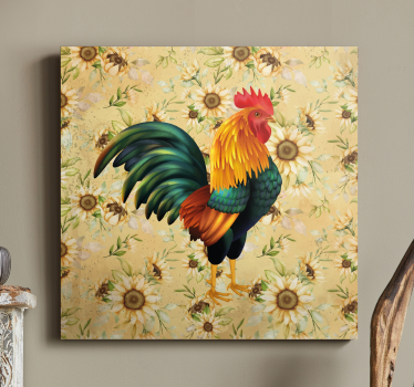 Cuadro de pájaros Gallo y girasoles - TenVinilo
