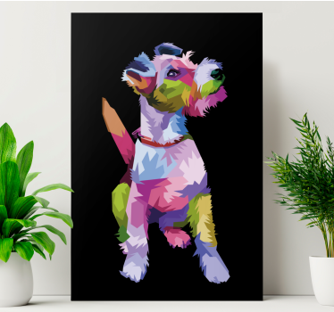 Cuadro de perro Fox terrier de animales geométricos - TenVinilo