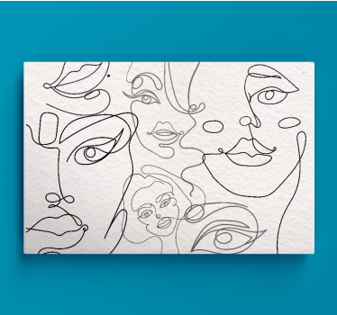 Cuadro decorativo moderno Caras minimalistas lineart - TenVinilo