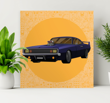 Cuadro decorativo moderno Dibujos animados de coche corriendo mus - TenVinilo
