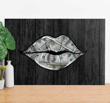 Cuadro decorativo moderno Diseño de dinero y boca - TenVinilo