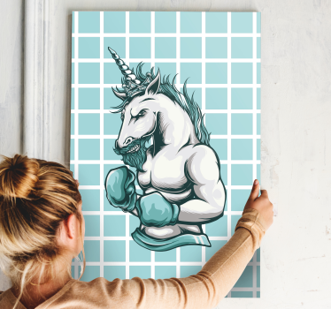 Cuadro decorativo moderno Entrenamiento gimnasio unicornio dibujo - TenVinilo