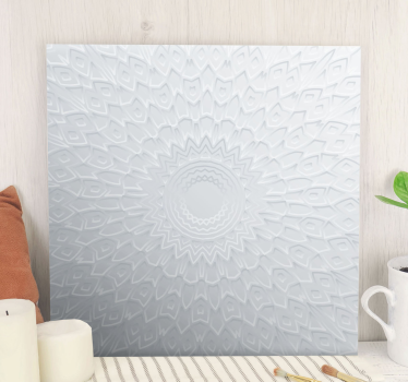 Cuadro decorativo moderno Mandala blanco 3d - TenVinilo