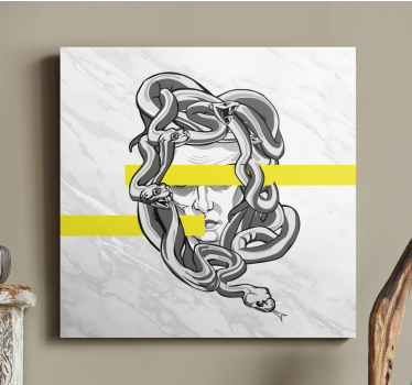 Cuadro decorativo moderno Medusa blanca con rayas amarillas - TenVinilo