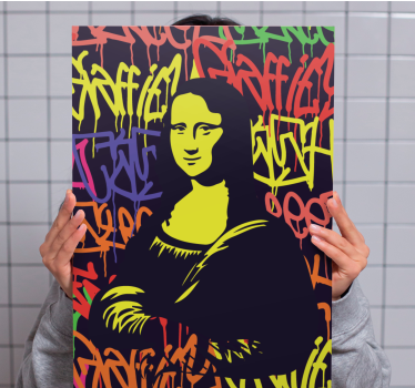 Cuadro decorativo moderno Mona lisa pintada con grafitti art - TenVinilo