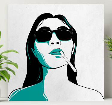 Cuadro decorativo moderno Mujer cara fumando - TenVinilo