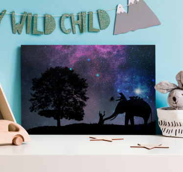 Cuadro decorativo moderno Noche estrellada -elefante - TenVinilo