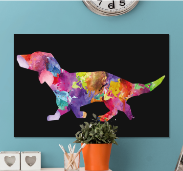 Cuadro decorativo moderno Pintura de perro colorido en negro - TenVinilo