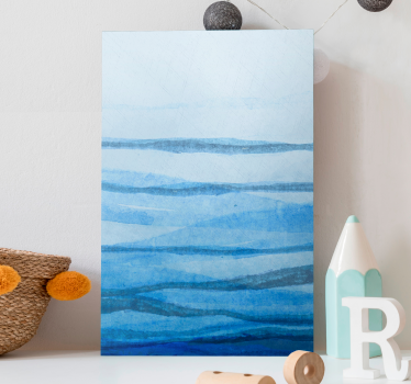 Cuadro decorativo moderno Rayas de efecto ombre en tonos azules - TenVinilo