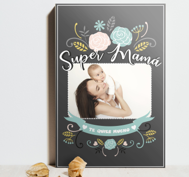 Cuadro día de la madre Super mamá foto personalizable - TenVinilo