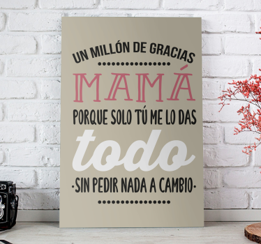 Cuadro día de la madre Texto para agradecer - TenVinilo