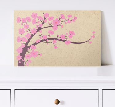 Cuadro en 3d Flores rosadas con fondo beige - TenVinilo