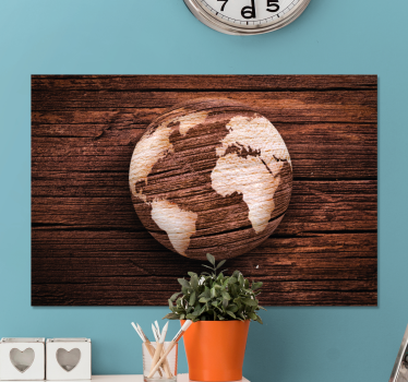Cuadro en 3d Mapamundi geográfico de madera - TenVinilo