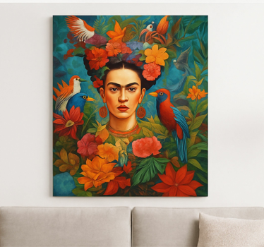 Cuadro artístico frida kahlo, aves exóticas - TenVinilo
