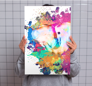 Cuadro figuras geométricas Elefante de colores vivos - TenVinilo