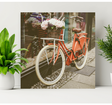 Cuadro flores Bicicleta naranja - TenVinilo