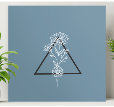 Cuadro flores Flores minimalistas con triangulo - TenVinilo