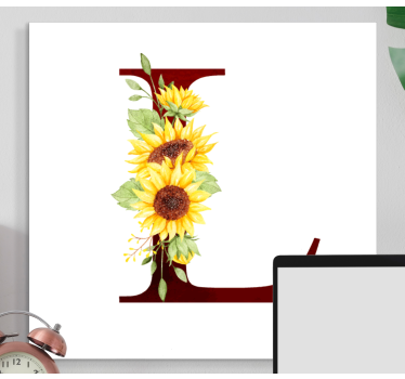 Cuadro flores Girasol inicial personalizable - TenVinilo