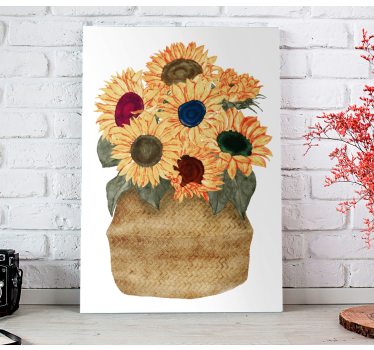 Cuadro flores Maceta de girasol colorida - TenVinilo
