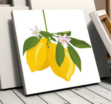 Cuadro frutas limones con flores - TenVinilo