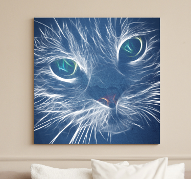 Cuadro gato Gato abstracto azul - TenVinilo