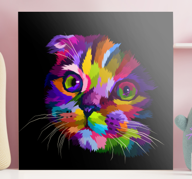 Cuadro gato Gato arcoiris pintado - TenVinilo