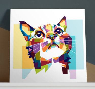 Cuadro gato Gato geométrico - TenVinilo