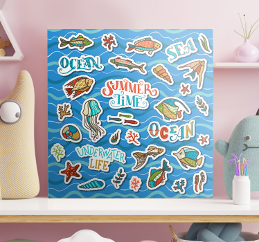 Cuadro infantil collage animales marinos - TenVinilo