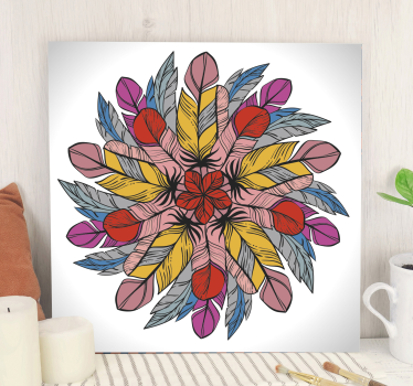 Cuadro mandala étnica de plumas - TenVinilo