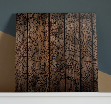 Cuadro mandala imitación madera - TenVinilo