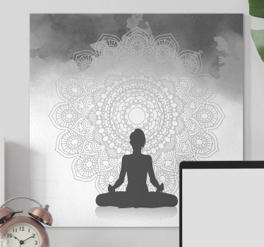 Cuadro mandala silueta meditación - TenVinilo