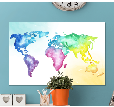 Cuadro mapa mundi Gradiente de colores - TenVinilo