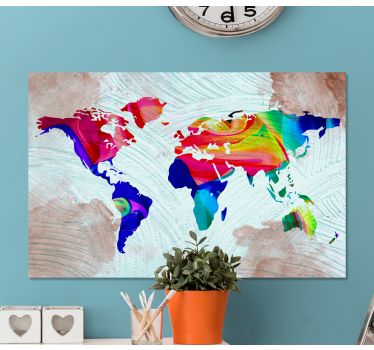 Cuadro mapa mundi Multicolor artístico - TenVinilo