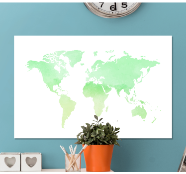Cuadro mapa mundi Pintado de verde - TenVinilo