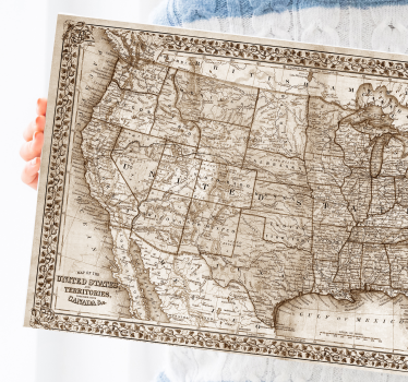 Cuadro mapa mundi Vendimia norteamérica - TenVinilo
