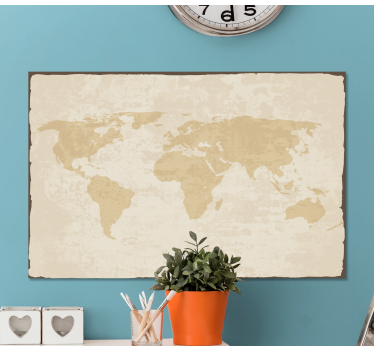 Cuadro mapa mundi Vintage blanco y beige - TenVinilo