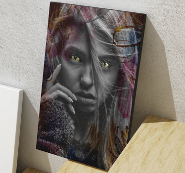 Cuadro moderno mirada felina artística - TenVinilo