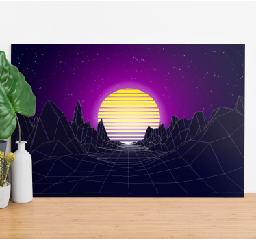 Cuadro moderno paisaje geométrico al atardecer - TenVinilo