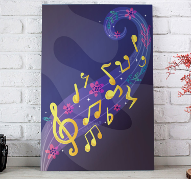 Cuadro musical azul con notas - TenVinilo