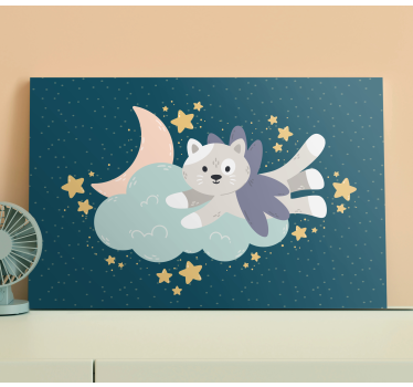 Cuadro para bebés Gato y luna - TenVinilo