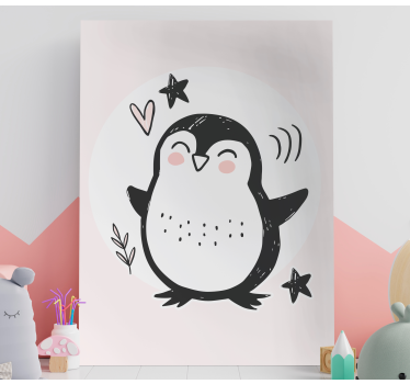 Cuadro para bebé pingüino dibujado doodle - TenVinilo
